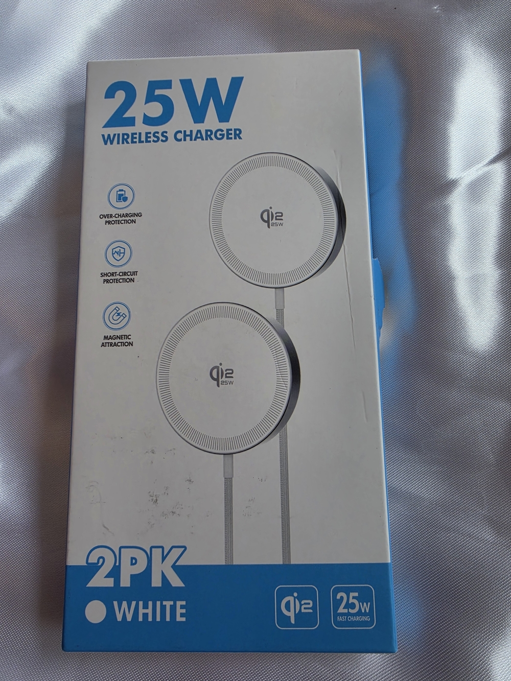 25W Wireless Charger 2PK - White Qi2 Magnetic Fast Charging